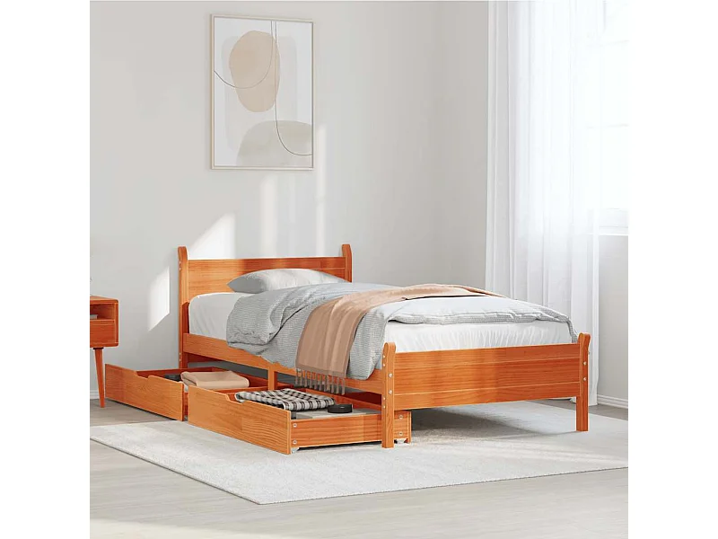 Massivholzbett ohne Matratze Wachsbraun 75x190 cm Kiefernholz