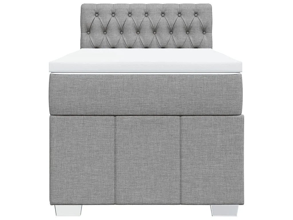 Cama box spring con colchón tela gris claro 80x200 cm