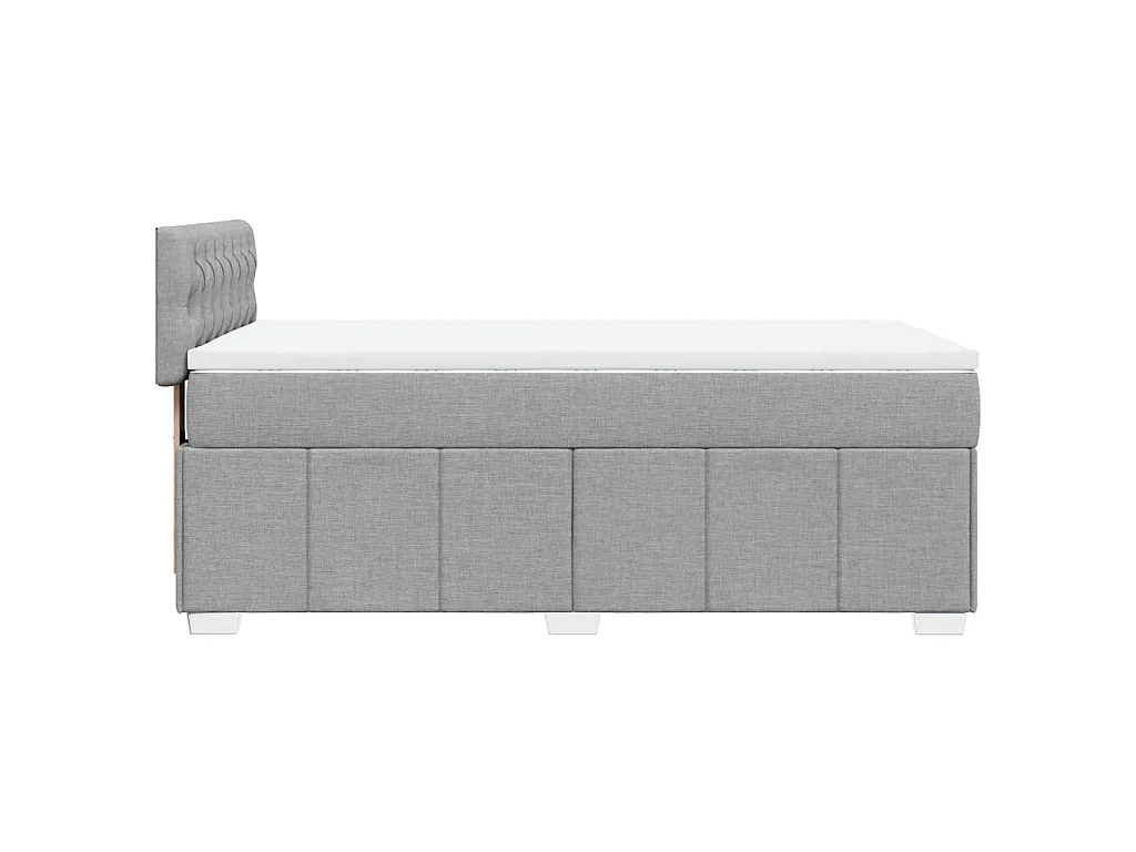 Cama box spring con colchón tela gris claro 80x200 cm