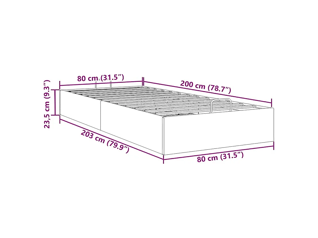 Bedframe zonder matras 80x200 cm stof zwart