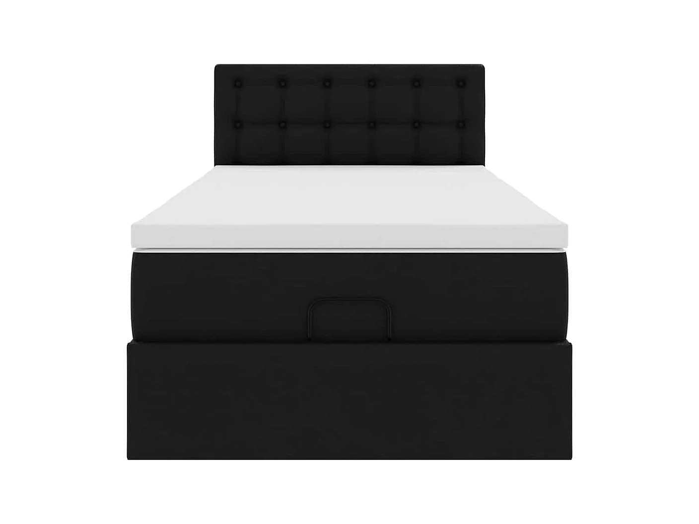 Ottoman-Bett mit Matratze Schwarz 80x200 cm Kunstleder