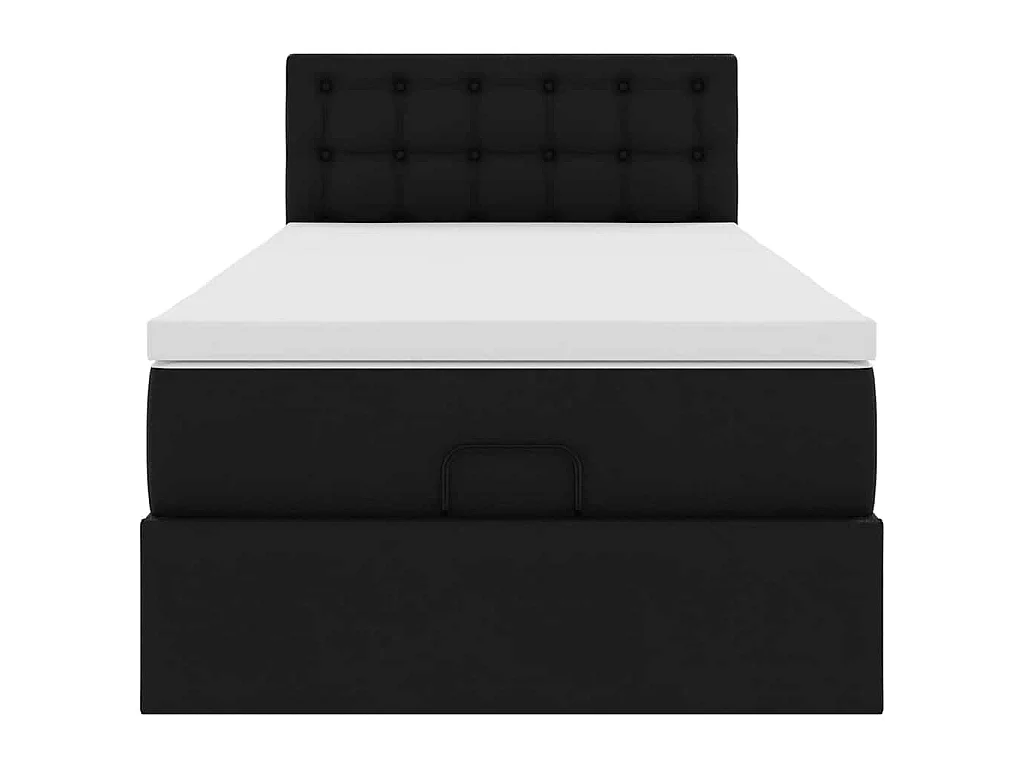 Lit ottoman avec matelas noir 80x200 cm similicuir