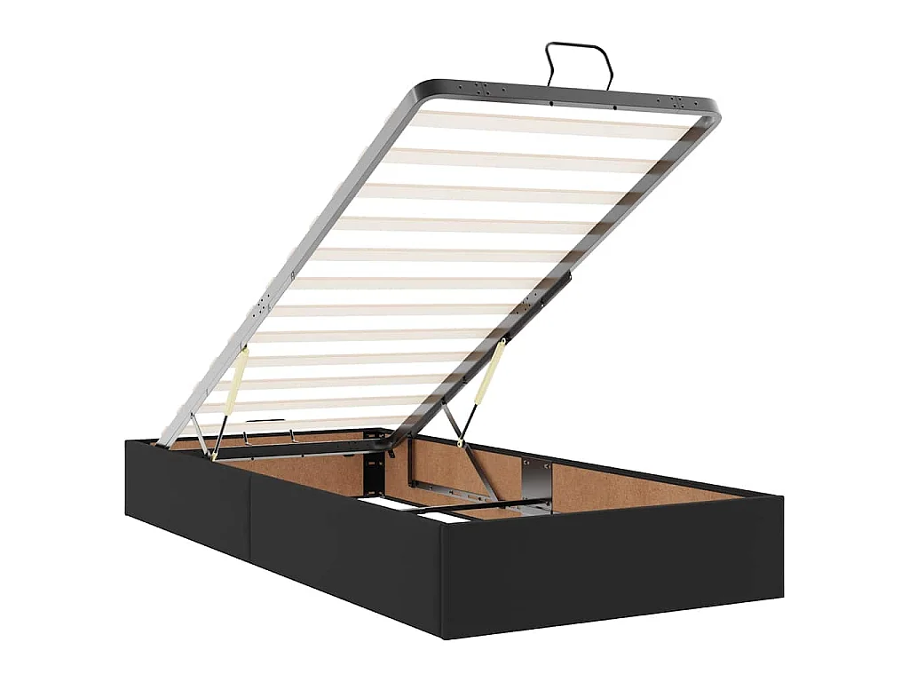 Lit ottoman avec matelas noir 80x200 cm similicuir