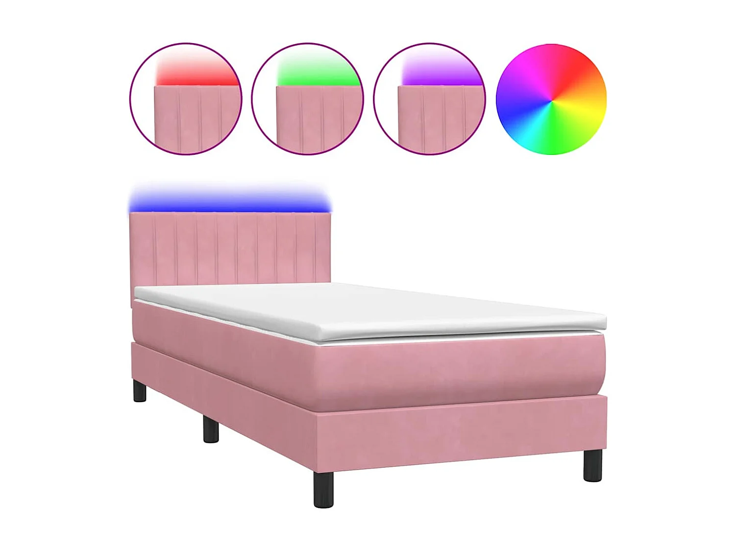 Boxspringbett mit Matratze & LED Rosa 80x220 cm Samt