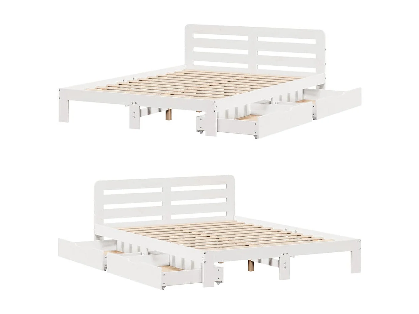 Letto senza Materasso Bianco 135x190 cm Legno Massello di Pino