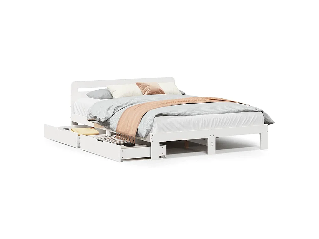 Cama sem colchão 135x190 cm madeira de pinho maciça branco