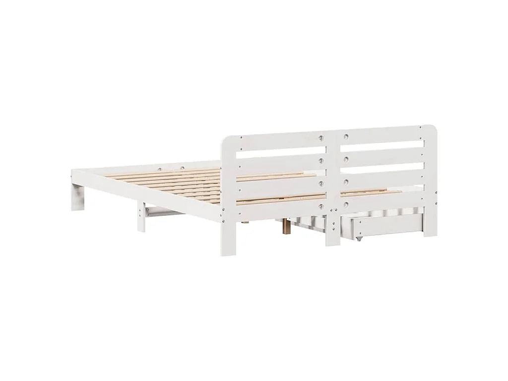 Cama sem colchão 135x190 cm madeira de pinho maciça branco