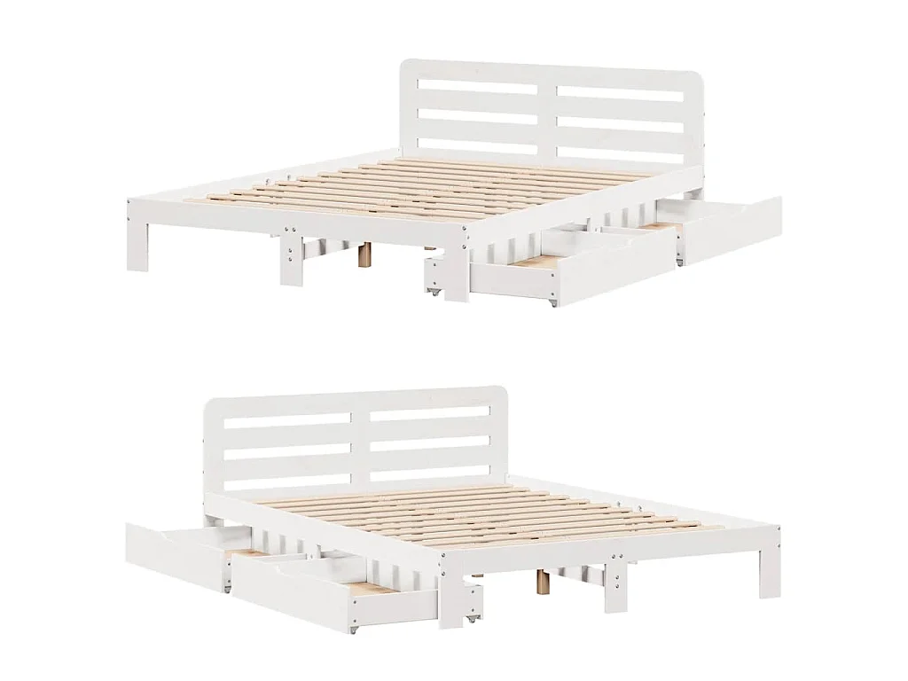 Cama sem colchão 135x190 cm madeira de pinho maciça branco