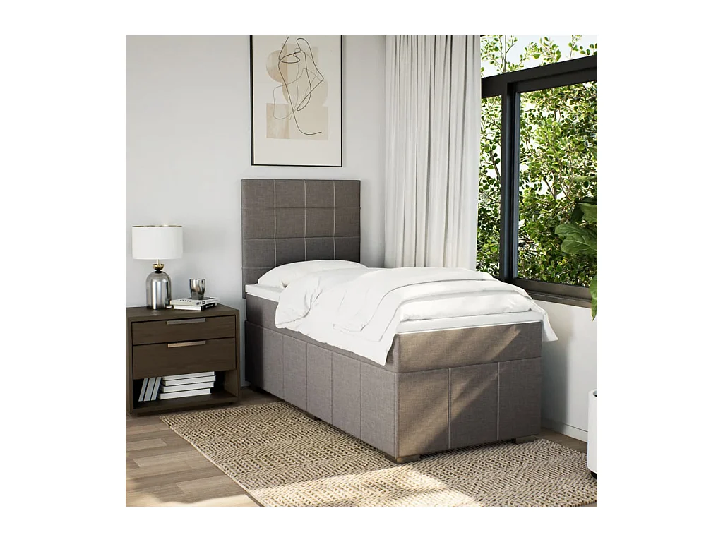 Sommier à lattes de lit avec matelas Taupe 80x200 cm Tissu