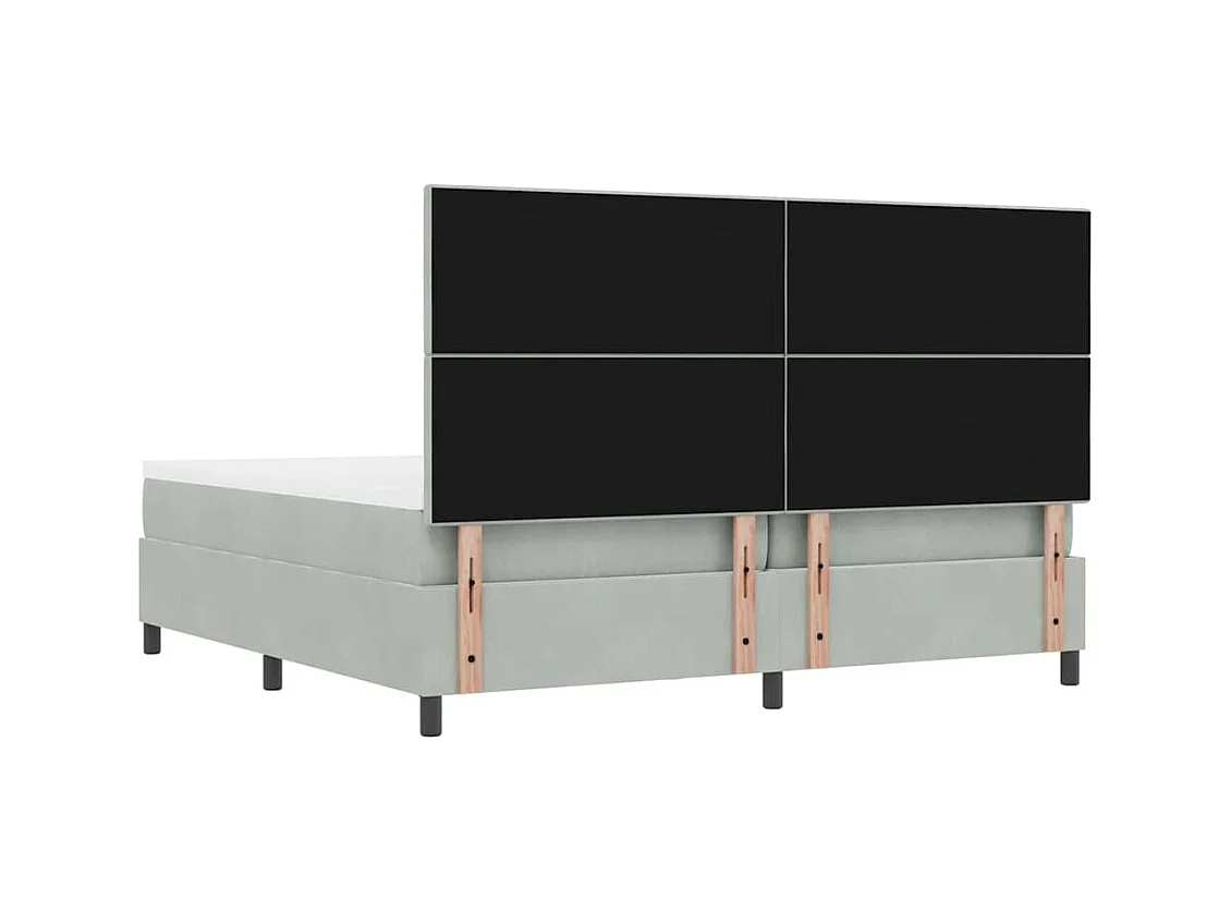Lit à ressorts avec matelas Gris clair 200 x 200 cm Velours