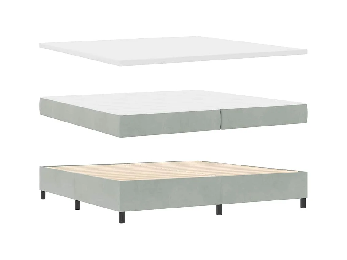 Lit à ressorts avec matelas Gris clair 200 x 200 cm Velours