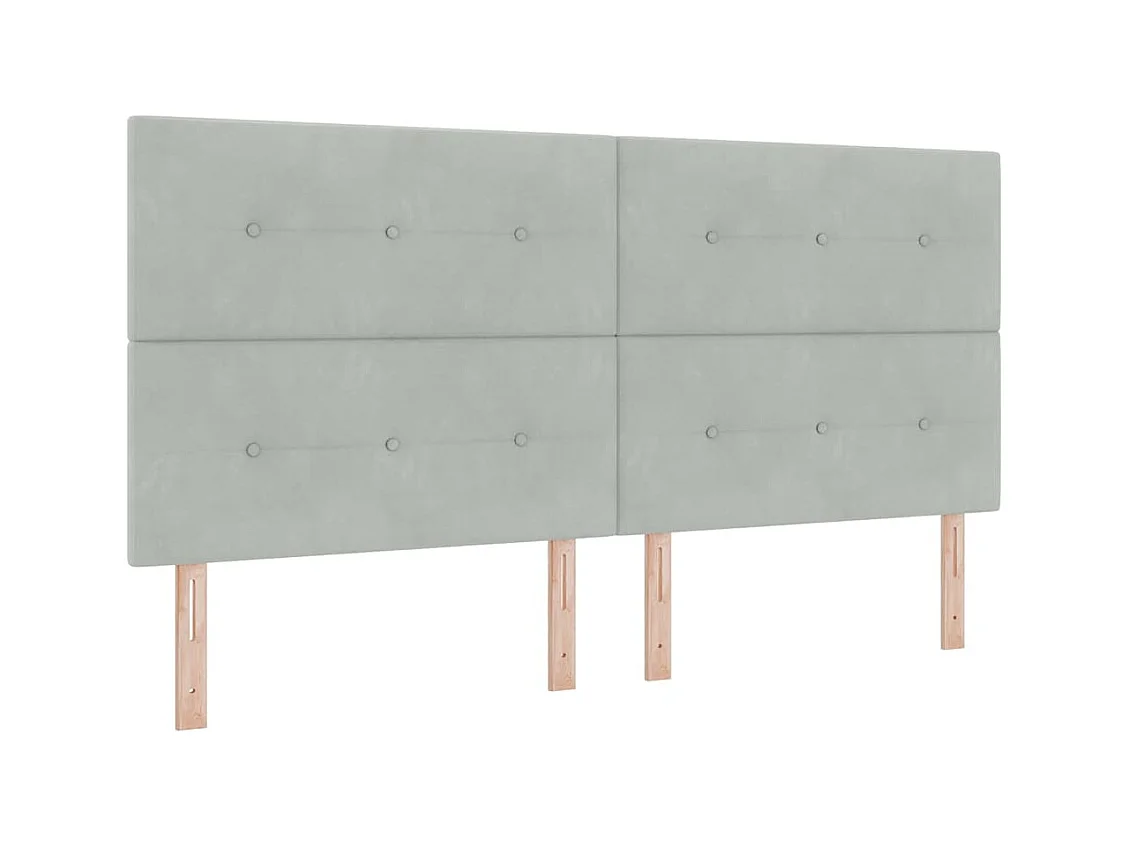 Lit à ressorts avec matelas Gris clair 200 x 200 cm Velours