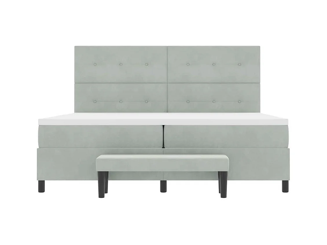 Lit à ressorts avec matelas Gris clair 200 x 200 cm Velours