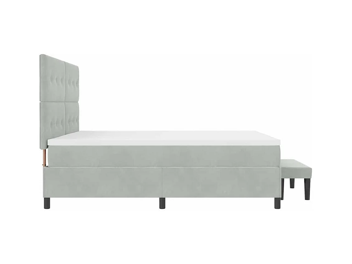 Lit à ressorts avec matelas Gris clair 200 x 200 cm Velours