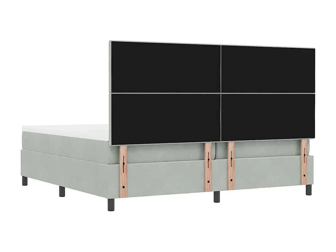 Cama Box com colchão Cinzento-claro 200 x 200 cm Veludo