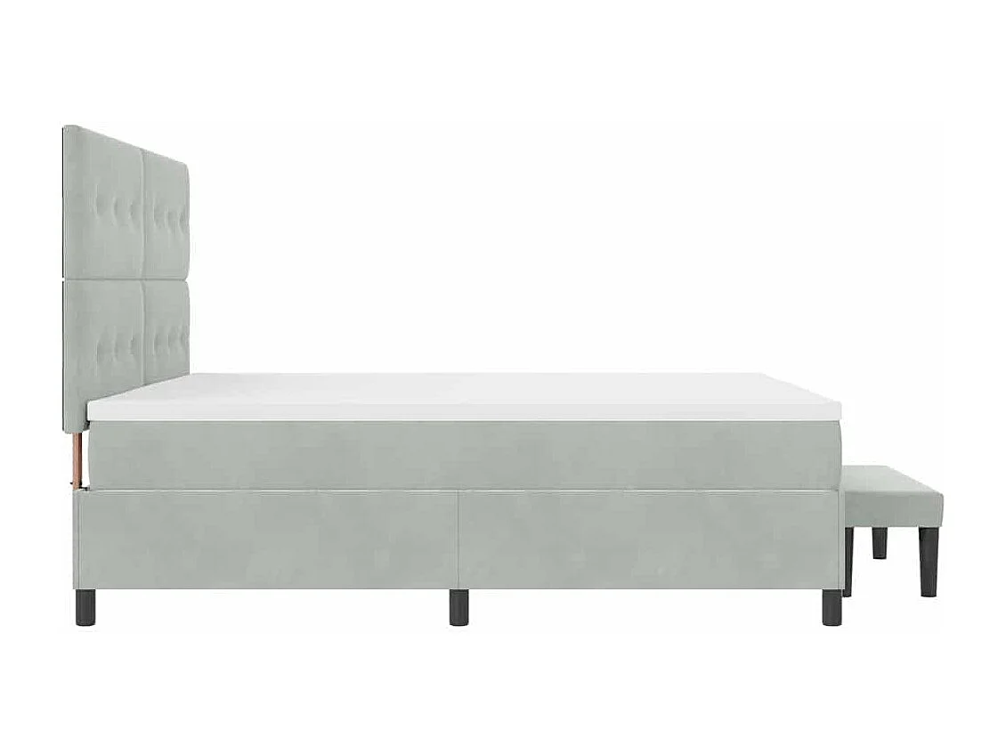 Cama Box com colchão Cinzento-claro 200 x 200 cm Veludo