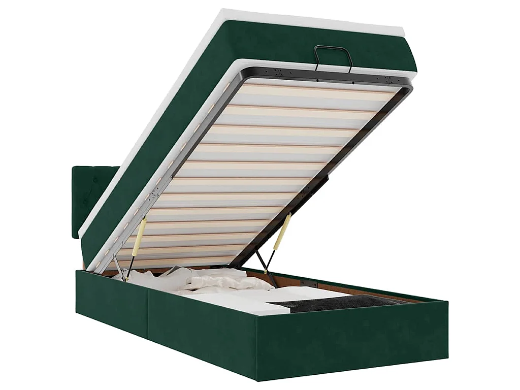 Bed poef met matras en LED's 80x200cm fluweel donkergroen