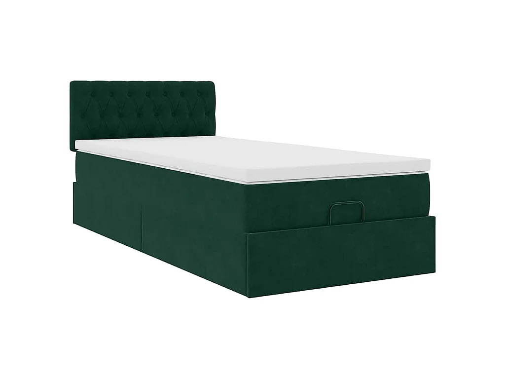 Bed poef met matras en LED's 80x200cm fluweel donkergroen