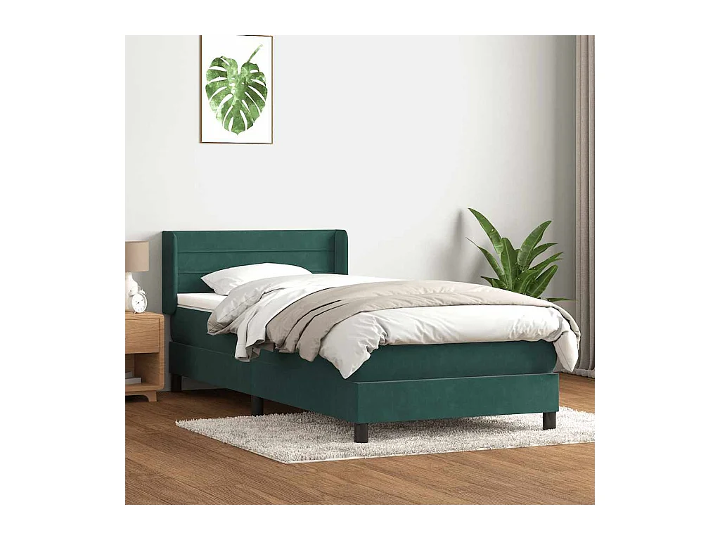 Sommier à lattes de lit et matelas vert foncé 80x220 cm velours