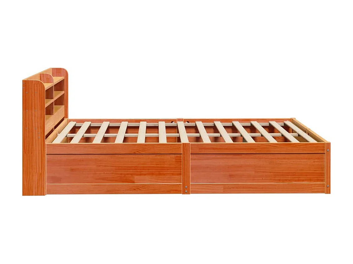Bedframe met hoofdbord massief grenenhout wasbruin 135x190 cm