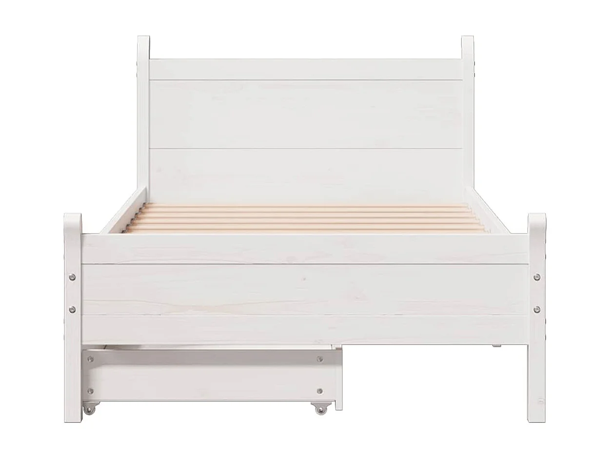 Cadre de lit sans matelas blanc 75x190 cm bois de pin massif