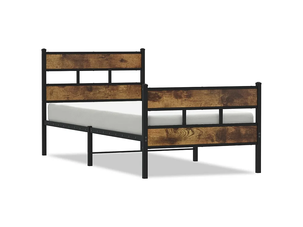 Estructura de cama sin colchón metal roble ahumado 80x200 cm