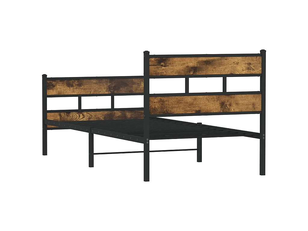 Estructura de cama sin colchón metal roble ahumado 80x200 cm