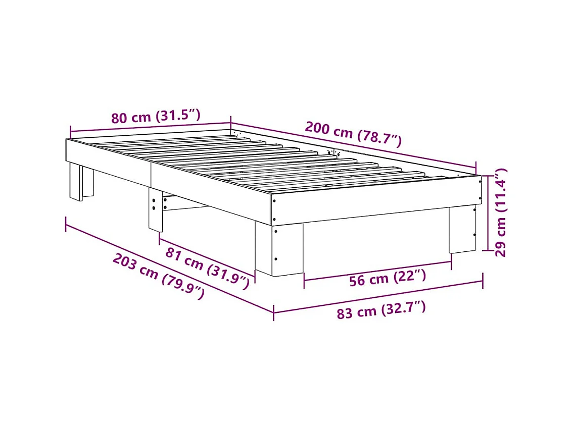 Struttura Letto Senza Materasso in Legno Massello di Rovere