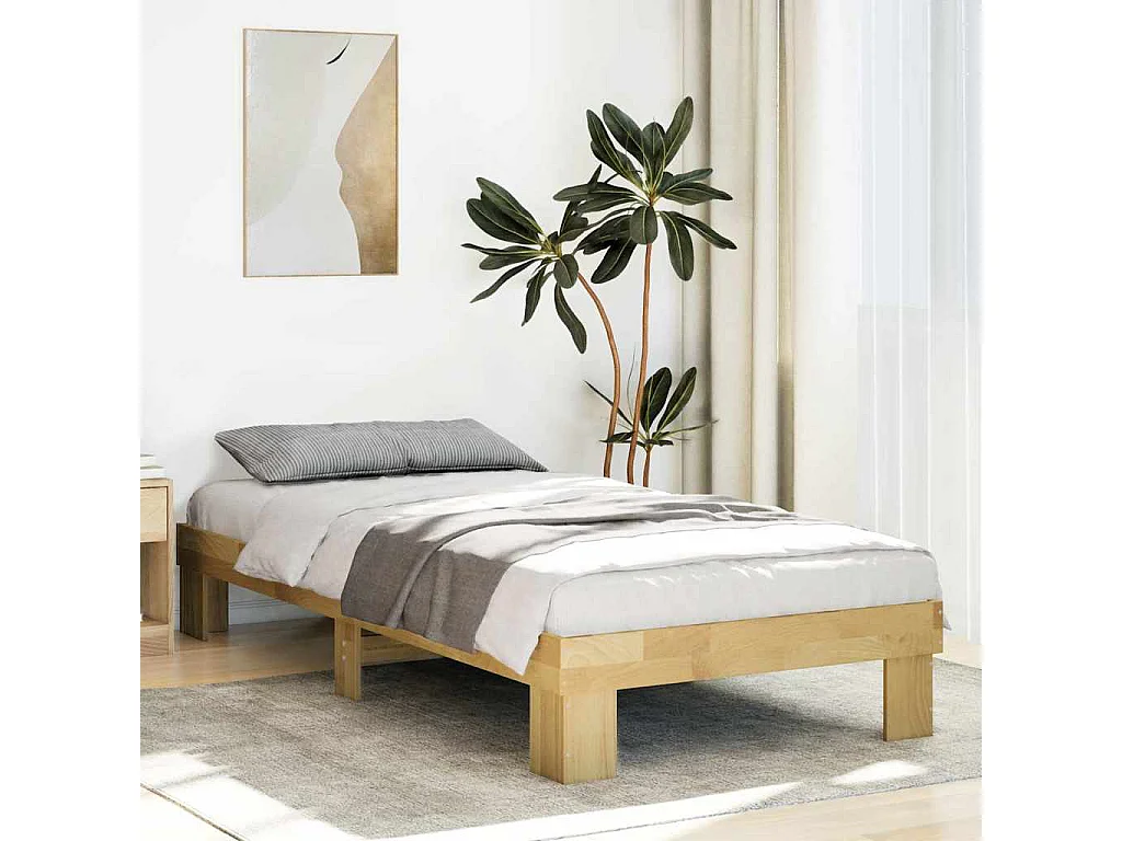 Cadre de lit sans matelas 80x200 cm bois massif de chêne