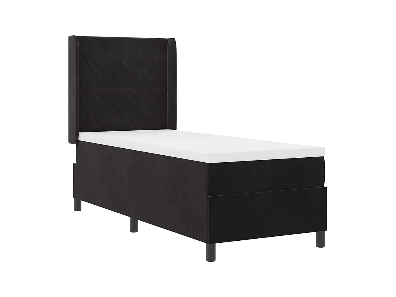 Boxspringbett mit Kopfteil Schwarz 80 x 200 cm Samt