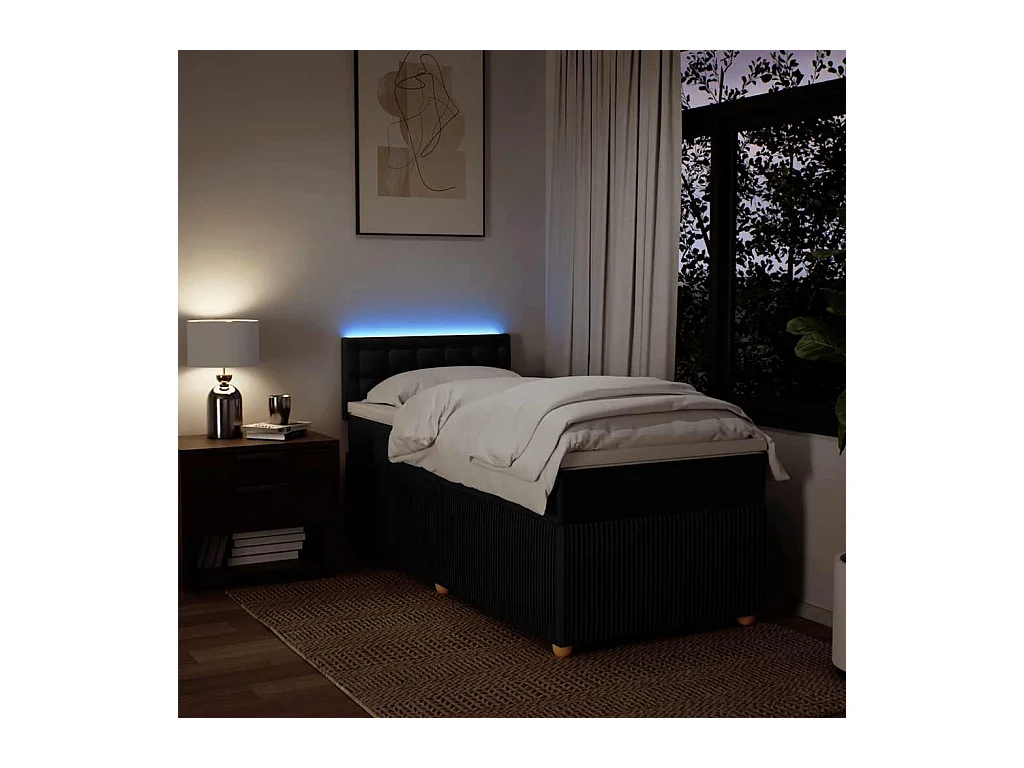 Boxspringbett mit Matratze Schwarz 80x200 cm Stoff