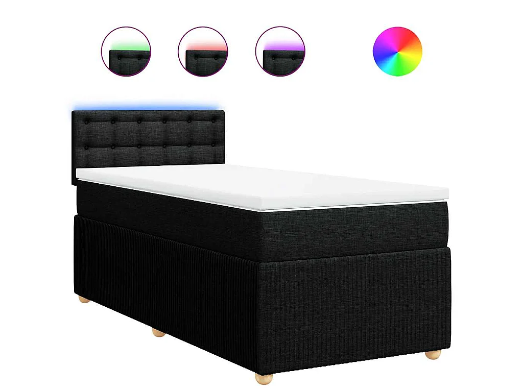 Sommier à lattes de lit et matelas Noir 80x200 cm Tissu