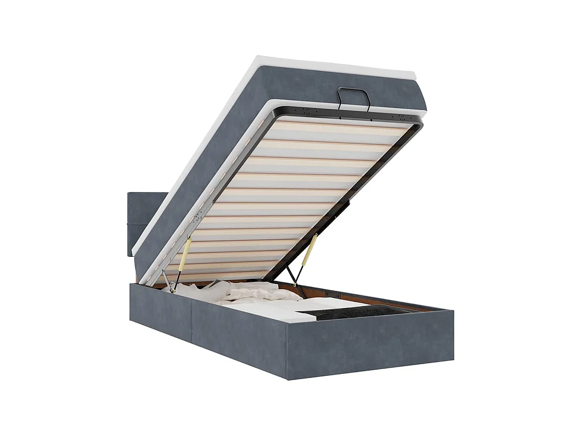 Cadre de lit ottoman avec matelas gris foncé 80x200 cm velours