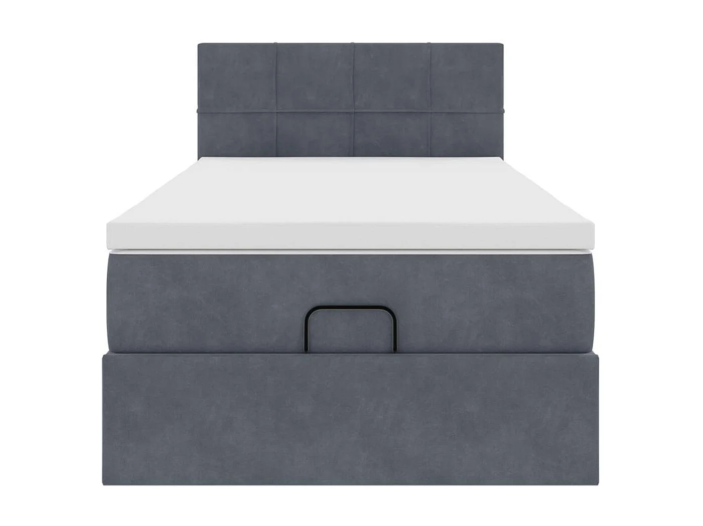 Estructura cama otomana colchón terciopelo gris oscuro