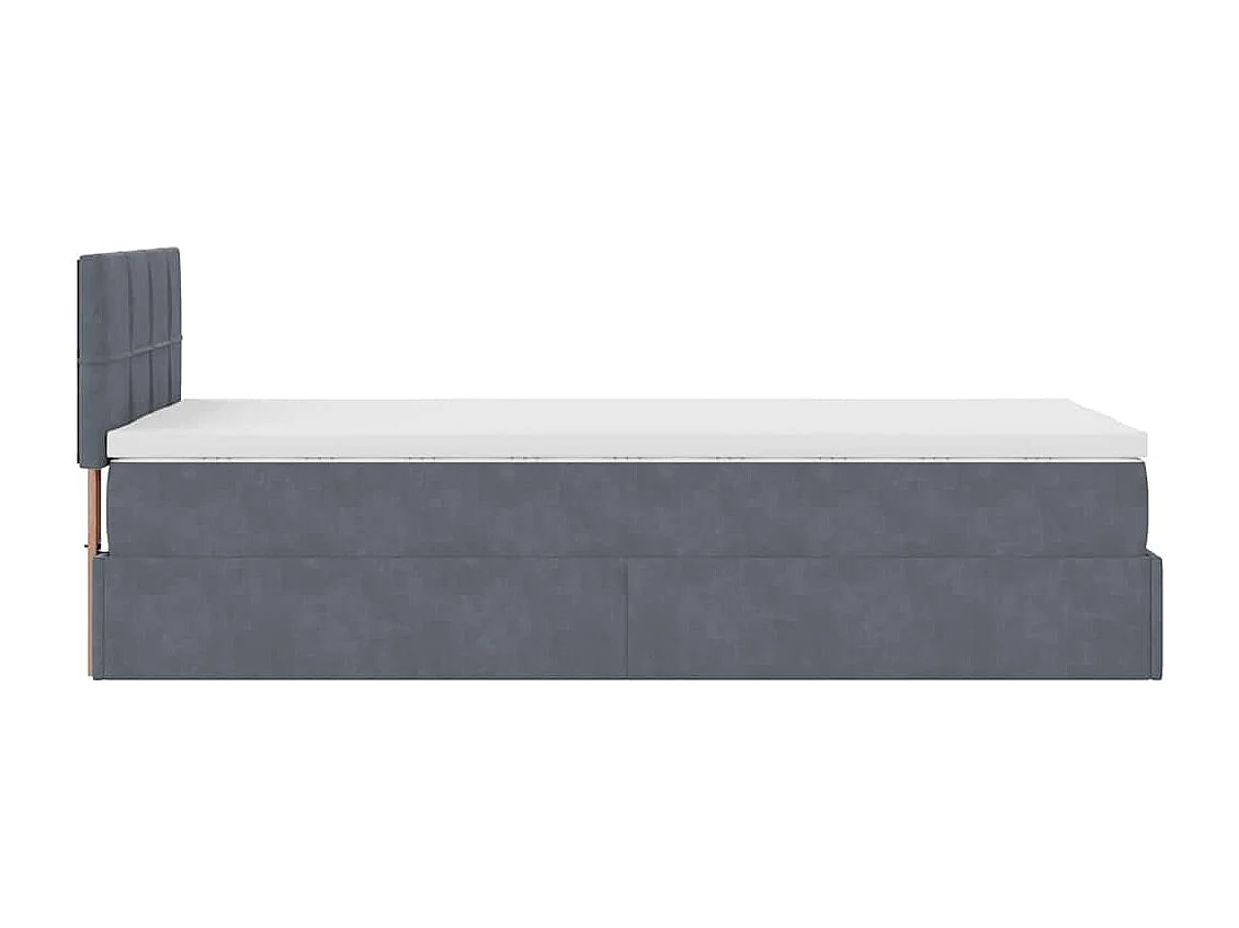 Estructura cama otomana colchón terciopelo gris oscuro