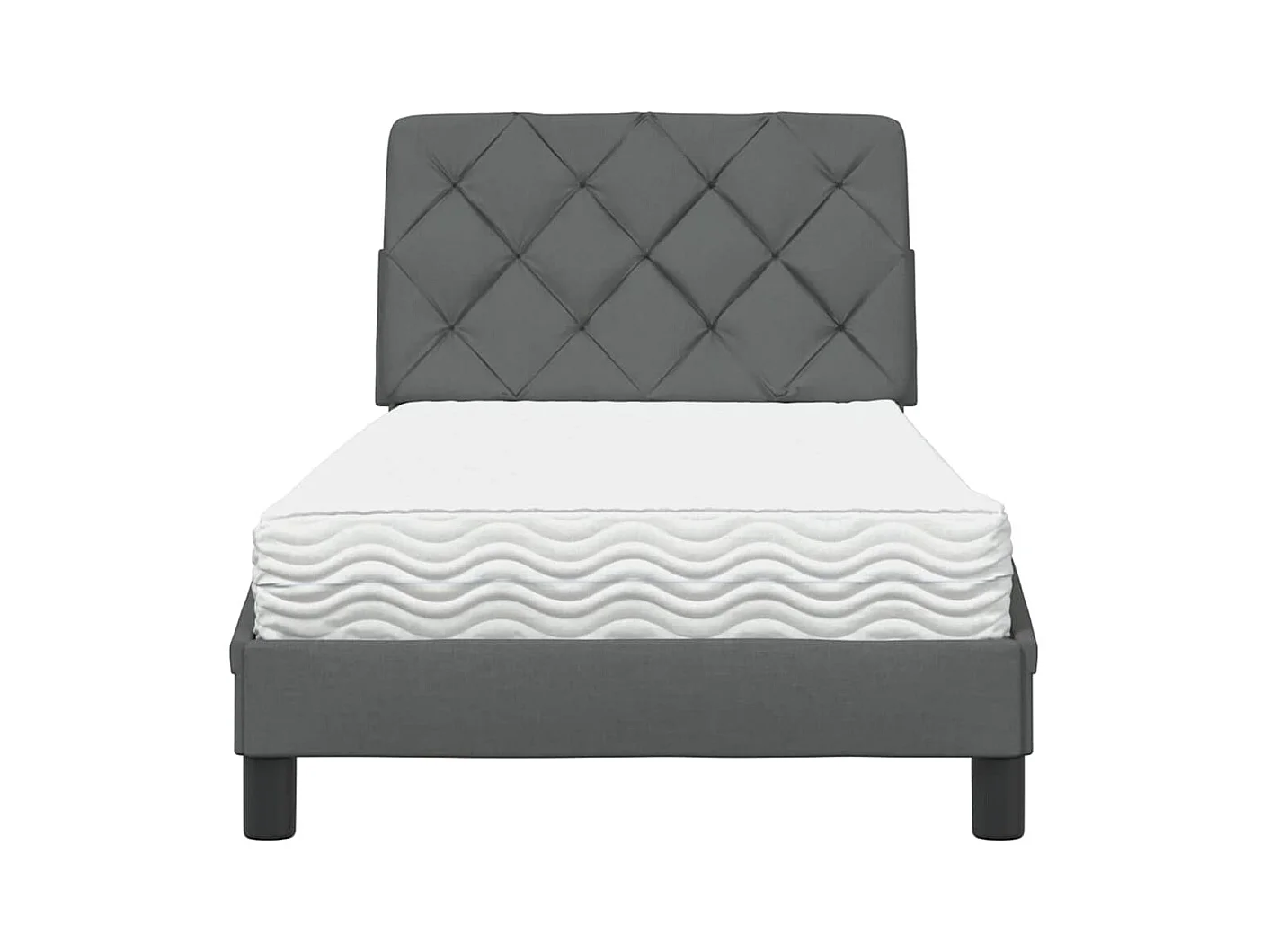 Lit avec matelas gris foncé 80x200 cm tissu