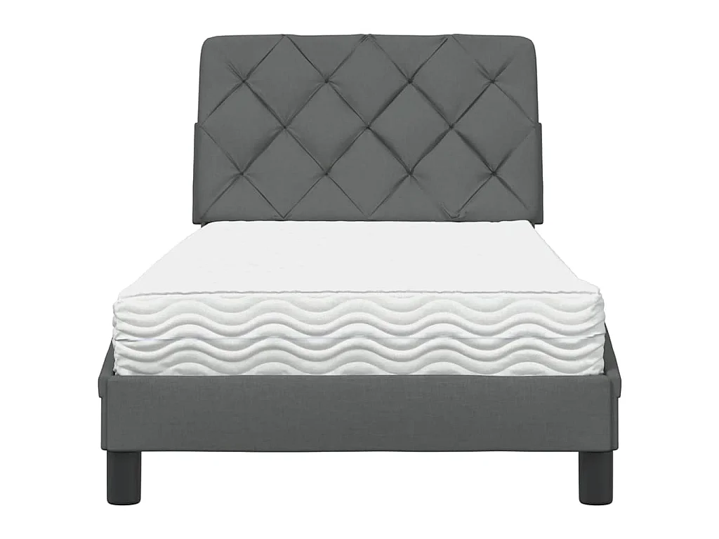 Letto con Materasso Grigio Scuro 80x200 cm in Tessuto