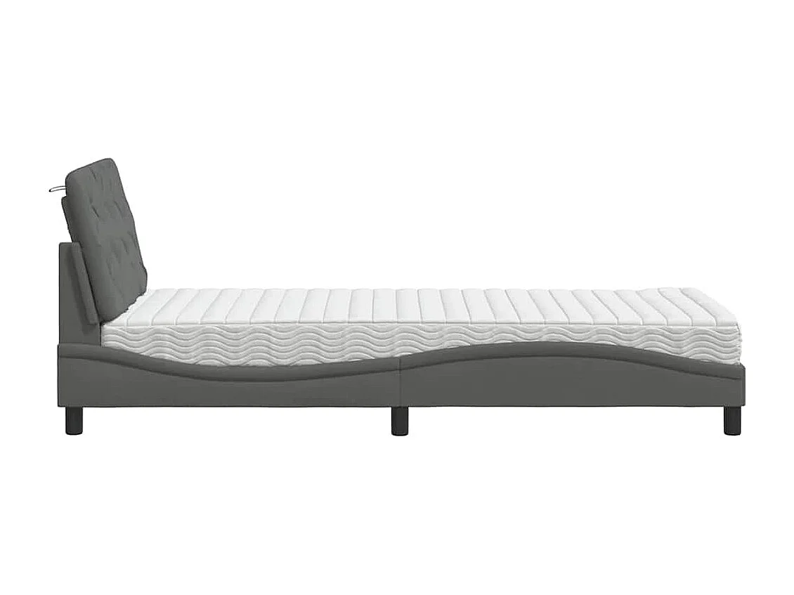 Letto con Materasso Grigio Scuro 80x200 cm in Tessuto