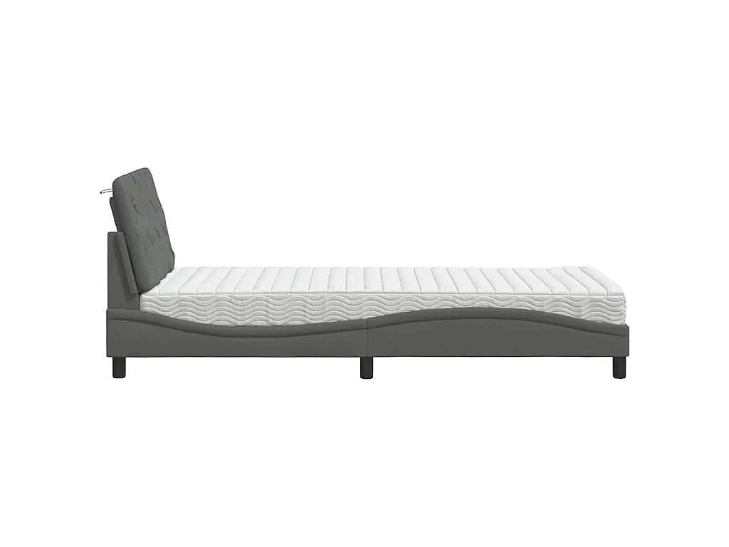 Bed met matras stof donkergrijs 80x200 cm