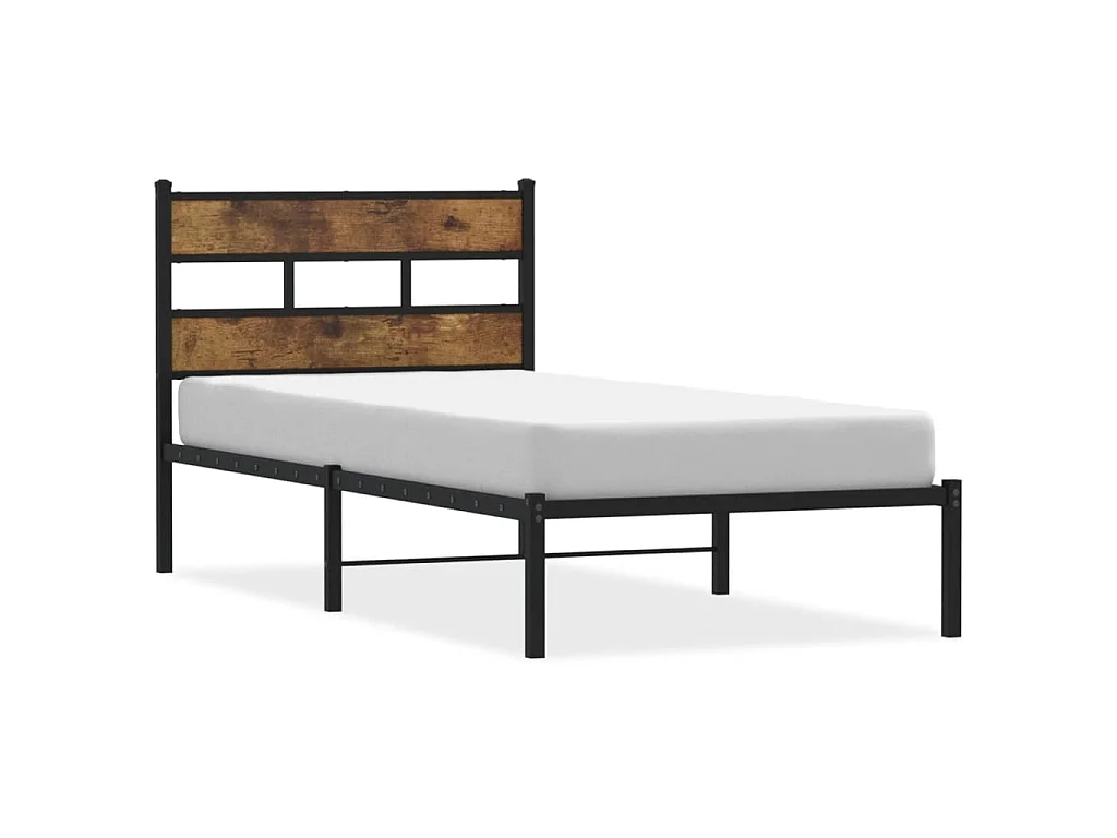 Cadre de lit en métal sans matelas chêne fumé 80x200 cm