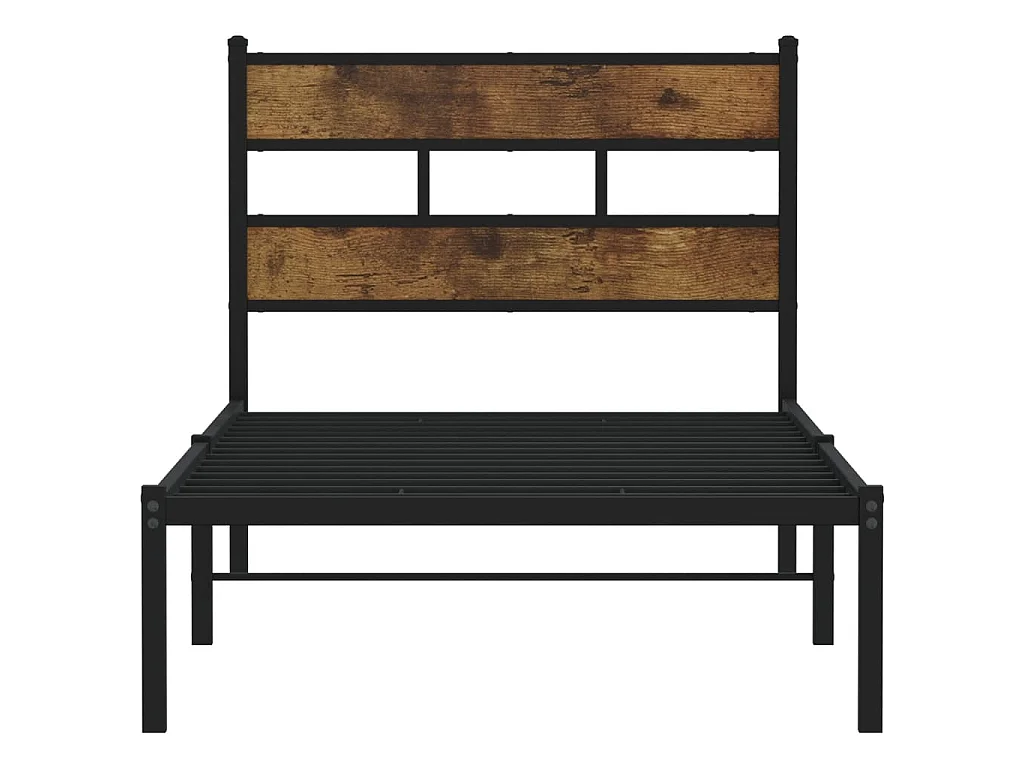 Cadre de lit en métal sans matelas chêne fumé 80x200 cm