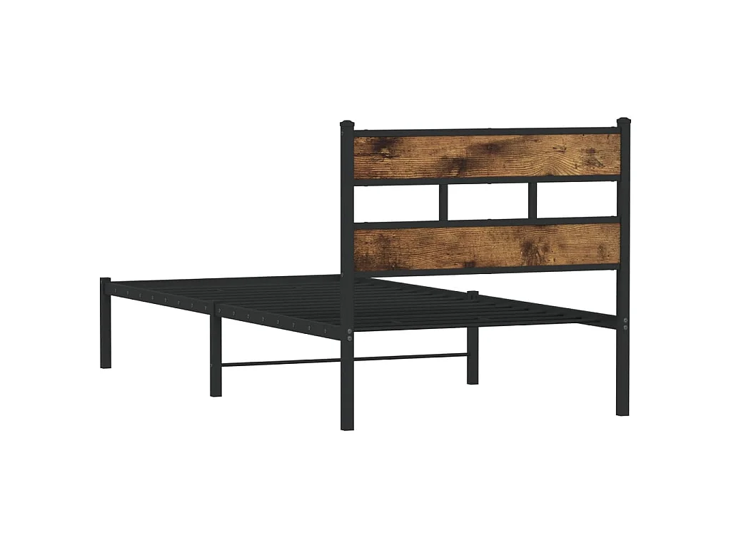 Cadre de lit en métal sans matelas chêne fumé 80x200 cm