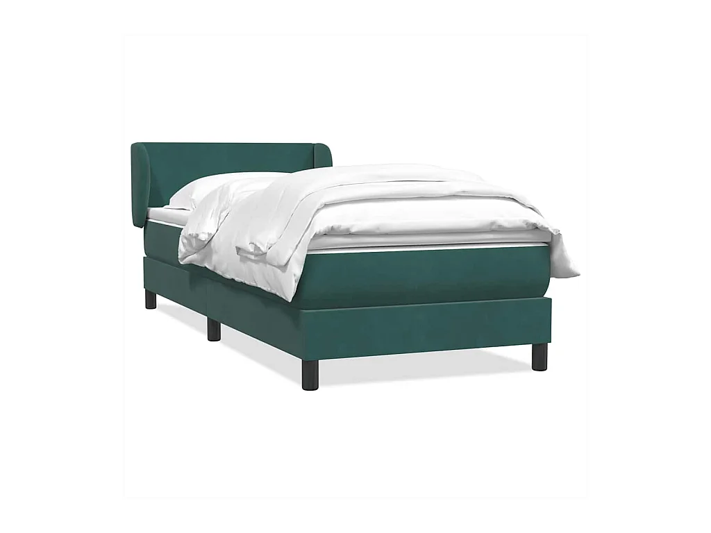 Sommier à lattes de lit et matelas vert foncé 80x220 cm velours