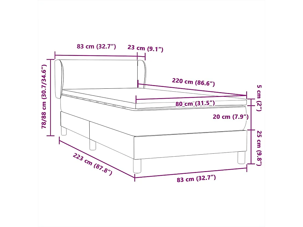 Sommier à lattes de lit et matelas vert foncé 80x220 cm velours