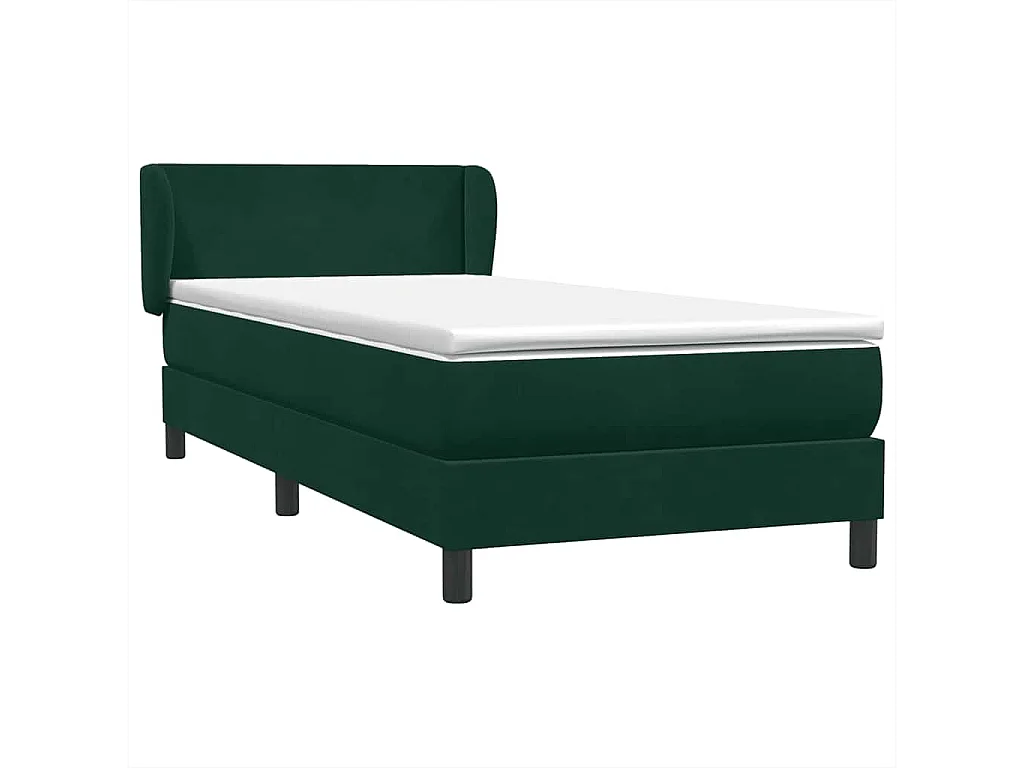 Giroletto a Molle con Materasso Verde Scuro 80x220 cm Velluto