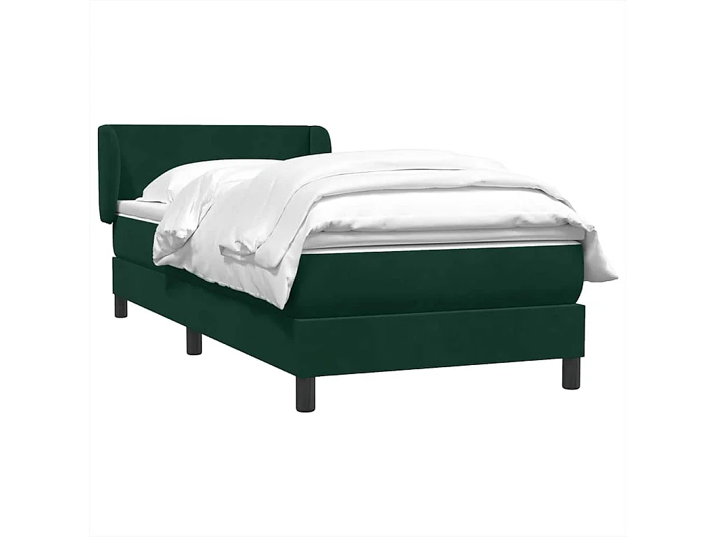 Cama box spring con colchón terciopelo verde oscuro 80x220 cm