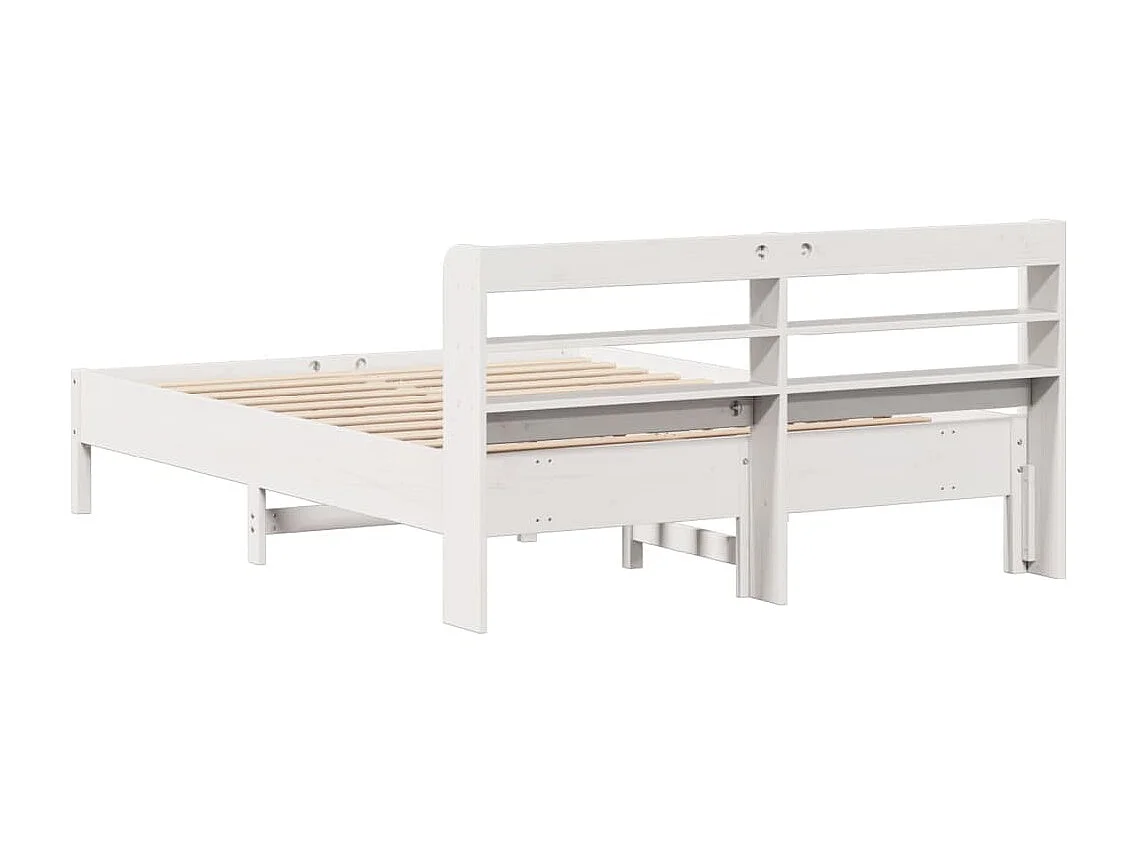 Cama sem colchão 135x190 cm madeira de pinho maciça branco