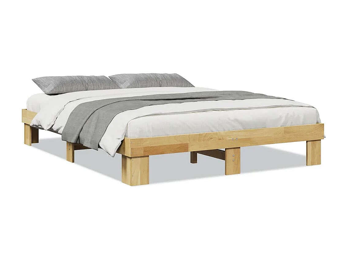 Bedframe zonder matras 135x190 cm massief eikenhout