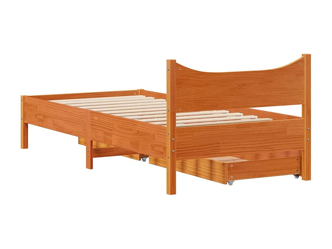 Giroletto Cassetti Marrone Cera 75x190cm in Legno Massello Pino