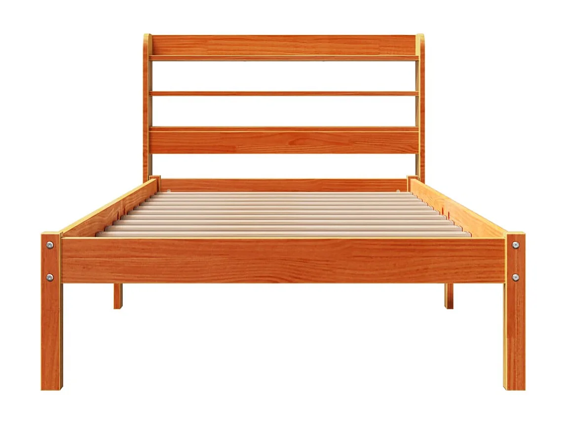 Bettgestell mit Kopfteil ohne Matratze Wachsbraun 75x190 cm